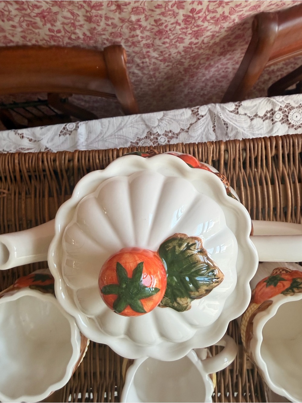 Vintage Ceramic Pumpkin Harvest Tea Set - Orange & Green - Picture 7 of 7